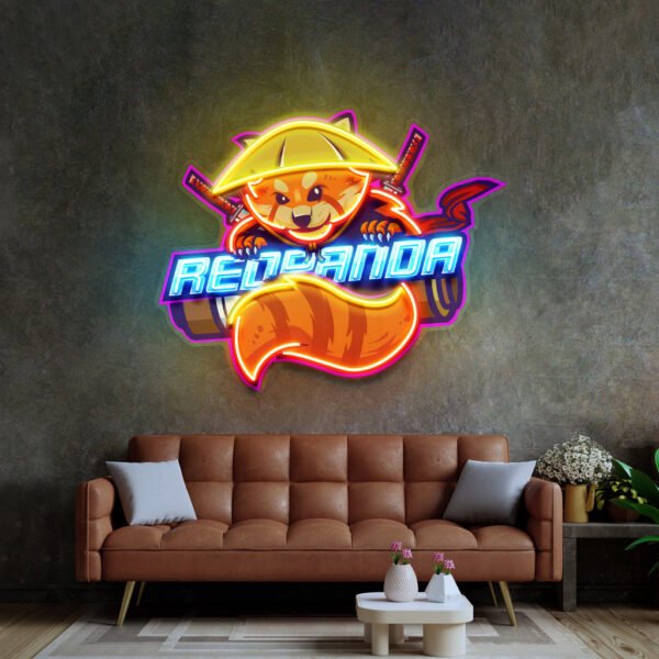 Red Panda Japan Samurai LED Neon Sign Light Pop Art - Image 4