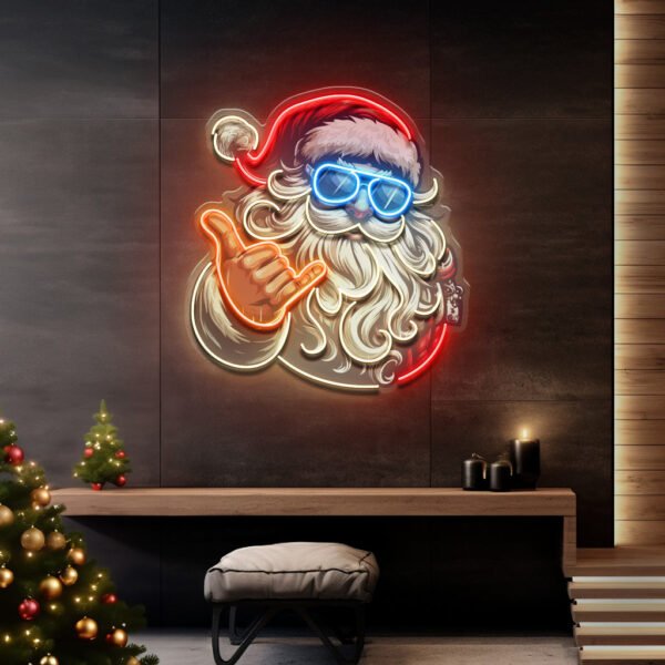 Santa Clause Rocking LED Neon Sign Light Pop Art - Image 3
