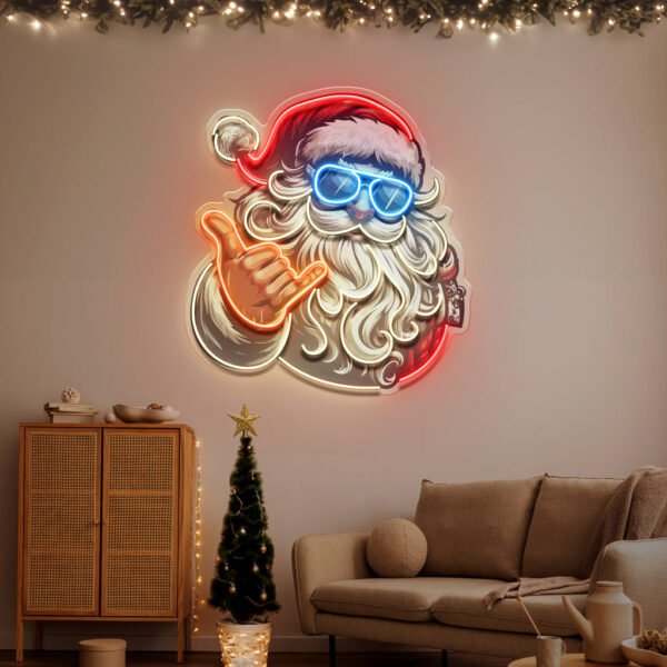 Santa Clause Rocking LED Neon Sign Light Pop Art - Image 2