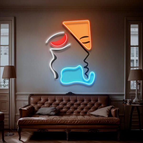 Simple Shape Of Face Abstract Art LED Neon Sign Light - Image 2