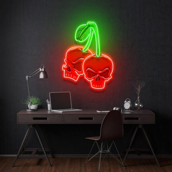 Skull Cherry Led Neon Acrylic Artwork - Image 3