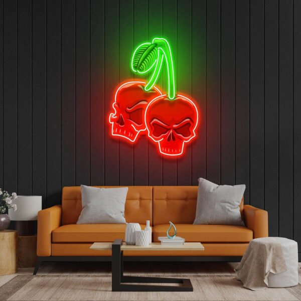 Skull Cherry Led Neon Acrylic Artwork - Image 2