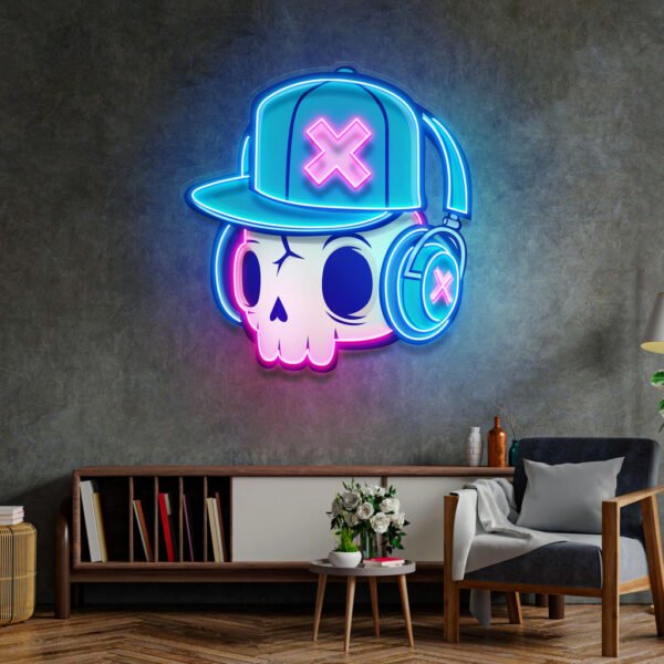 Skull and Headphones Led Neon Acrylic Artwork - Image 4