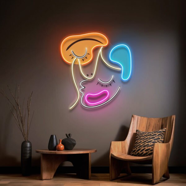 Sleeping Face Abstract Art LED Neon Sign Light - Image 3