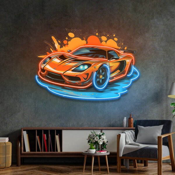Sports Car Catoon LED Neon Sign Light Pop Art - Image 2