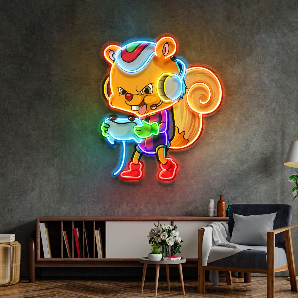 The Gamers Squirrel Esport LED Neon Sign Light Pop Art - Image 4