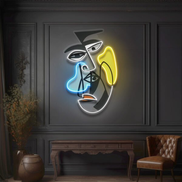 Two Grumpy Abstract Art Faces LED Neon Sign Light - Image 4