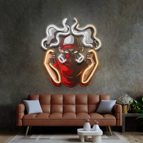 Urban Boy With A Gas Mask LED Neon Sign Light Pop Art - Image 3