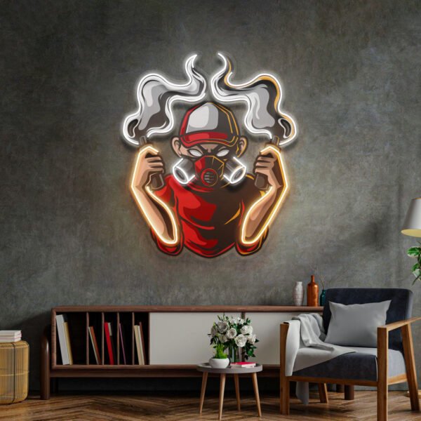 Urban Boy With A Gas Mask LED Neon Sign Light Pop Art - Image 2