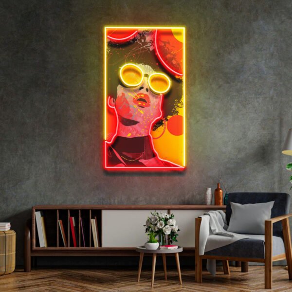 Vibrant Retro Pop Art Woman Portrait LED Neon Sign Light Pop Art - Image 2