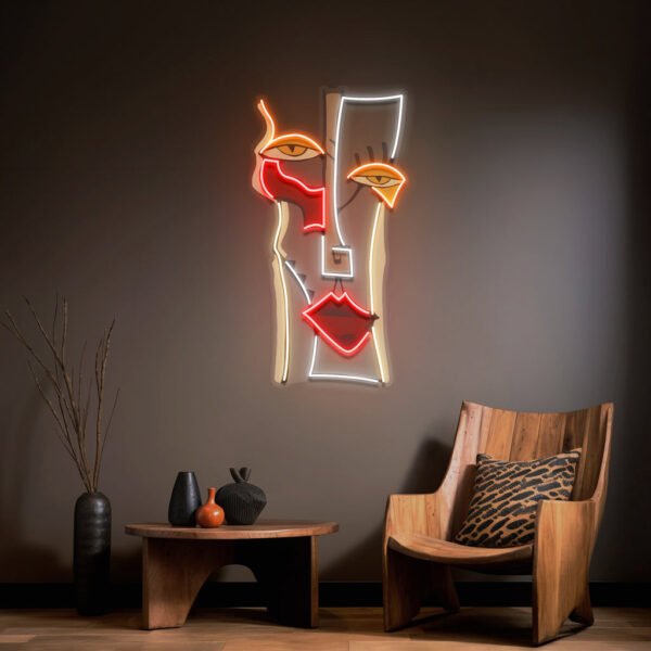 Woman Face Abstract Art LED Neon Sign Light - Image 2