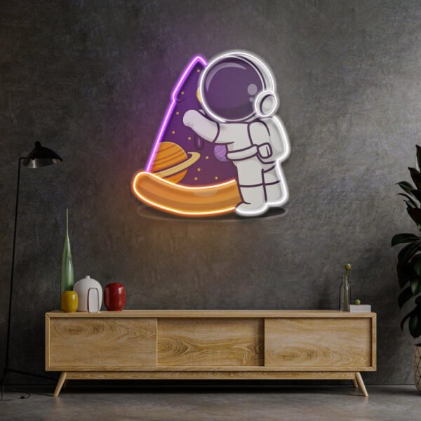 Astronaut Pizza LED Neon Sign Light Pop Art - Image 3