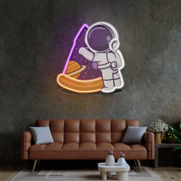 Astronaut Pizza LED Neon Sign Light Pop Art - Image 4