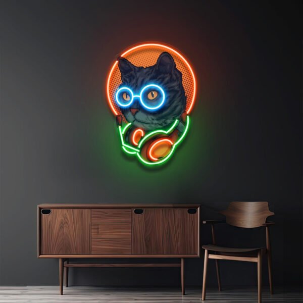 Cat Headphone LED Neon Sign Light Pop Art - Image 3