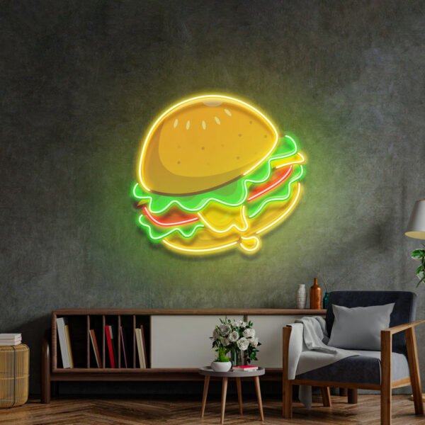 Cheese Burger Cartoon LED Neon Sign Light Pop Art - Image 3