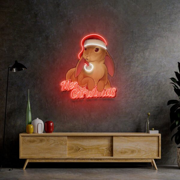 Christmas Rabbit LED Neon Sign Light Pop Art - Image 2