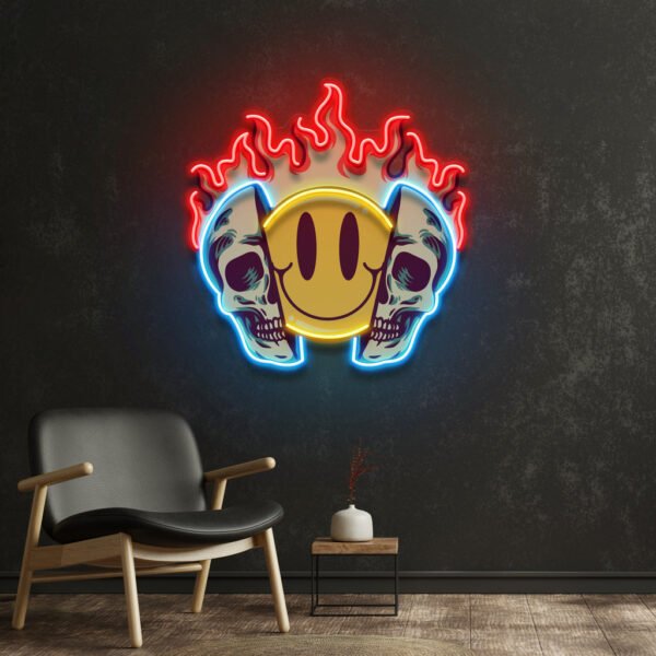 Fire Emoji Skull LED Neon Sign Light Pop Art