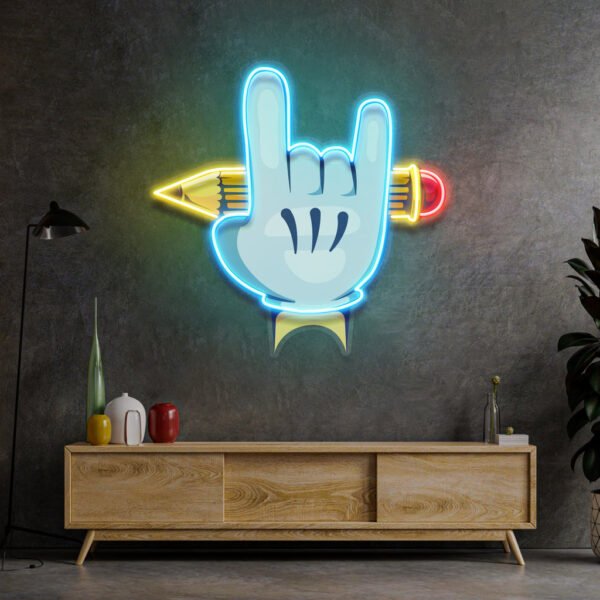 Rock Hand LED Neon Sign Light Pop Art - Image 2