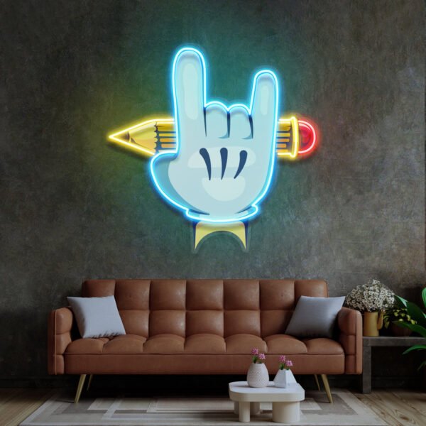 Rock Hand LED Neon Sign Light Pop Art - Image 3
