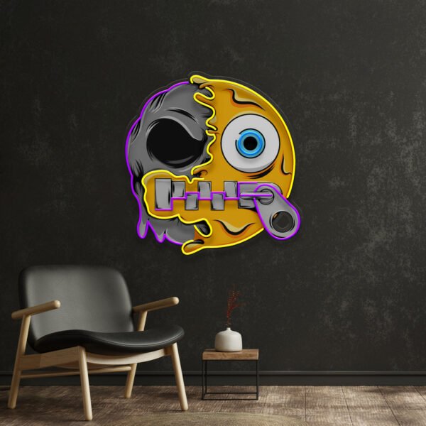 Silence Emoji Skull LED Neon Sign Light Pop Art - Image 4