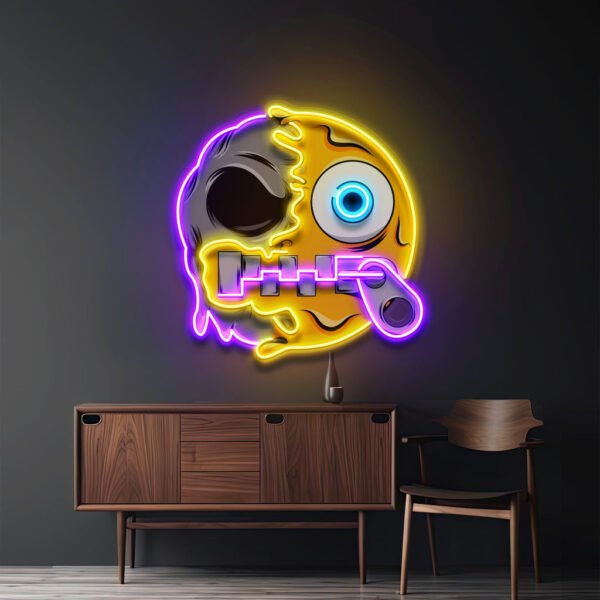 Silence Emoji Skull LED Neon Sign Light Pop Art - Image 2