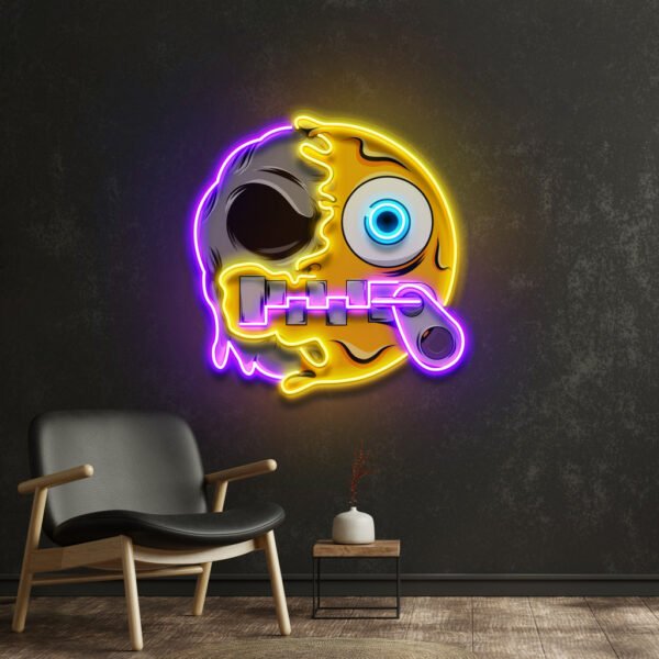 Silence Emoji Skull LED Neon Sign Light Pop Art - Image 3