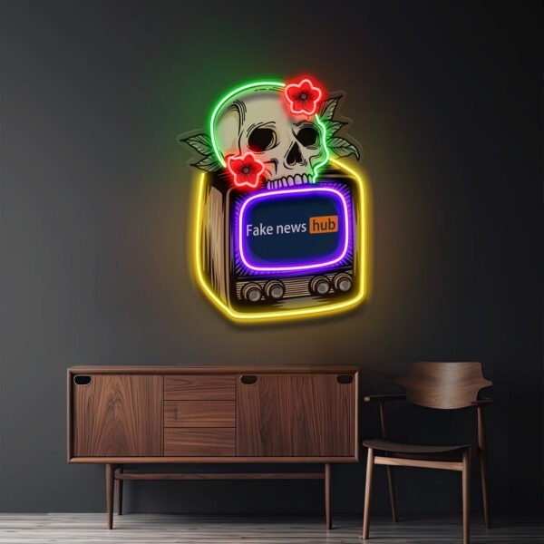 Television Skull Vibe LED Neon Sign Light Pop Art - Image 3