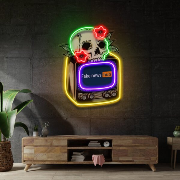 Television Skull Vibe LED Neon Sign Light Pop Art - Image 2