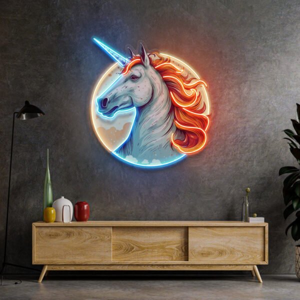 Unicorn with Moon LED Neon Sign Light Pop Art - Image 2
