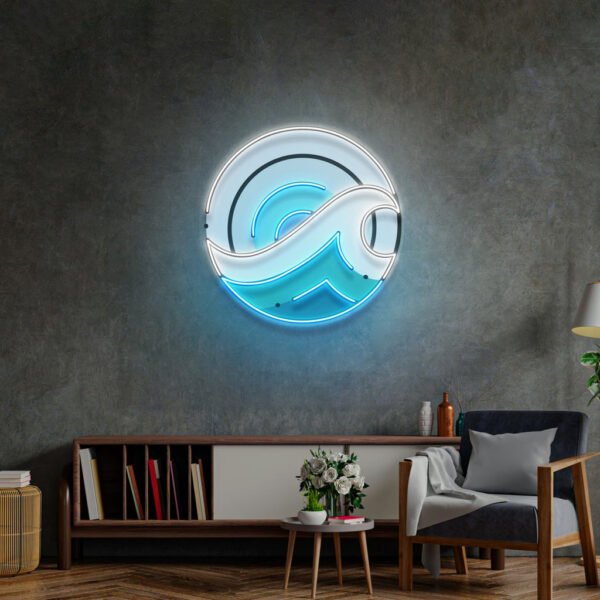 Wave Circle Led Neon Acrylic Artwork - Image 2